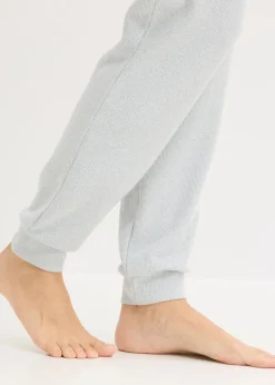 bonprix bonprix Pijama de suave punto gofrado gris claro jaspeado moteado Best