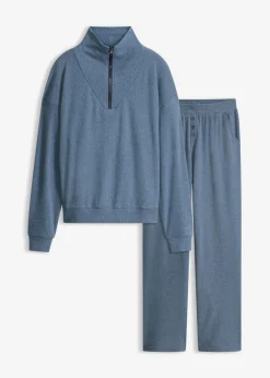 bonprix bonprix Pijama de suave punto gofrado azul marino moteado Clearance