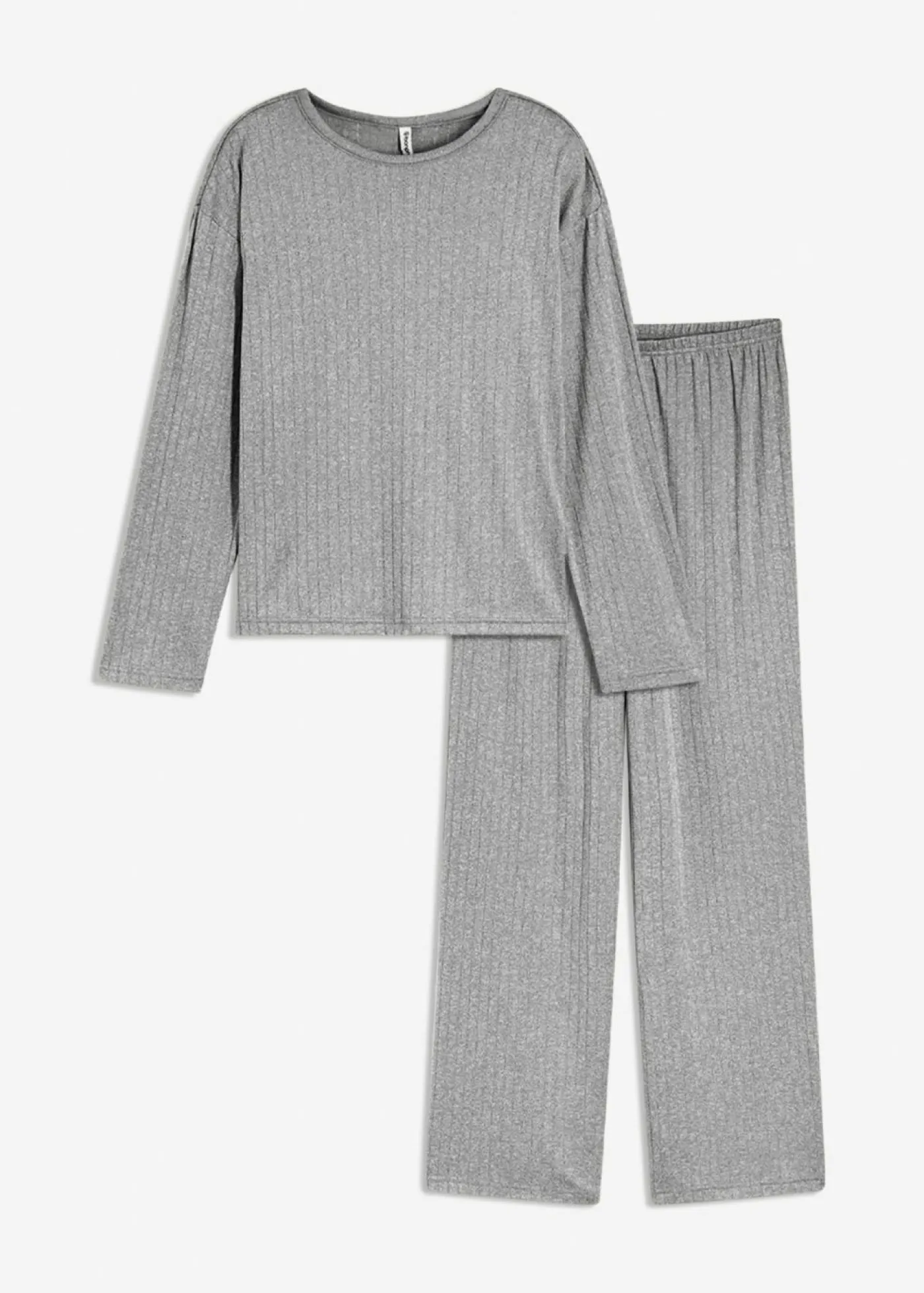 bonprix bonprix Pijama de suave punto pointelle Gris claro jaspeado