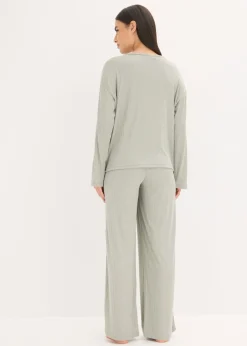 bonprix bonprix Pijama de suave punto pointelle Gris claro jaspeado