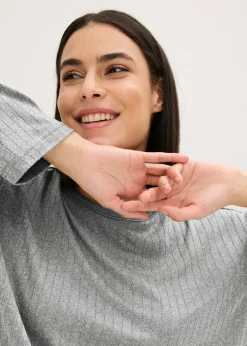 bonprix bonprix Pijama de suave punto pointelle Gris claro jaspeado
