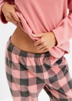 bonprix bonprix Pijama de tejido polar Rosa ahumado-pizarra de cuadros Discount