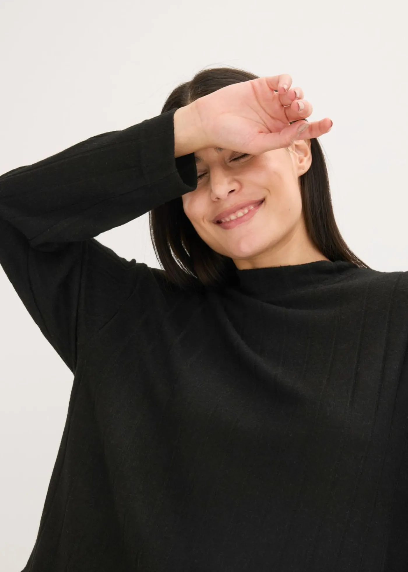 bonprix bonprix Pijama holgado de punto suave de canalé Negro Hot