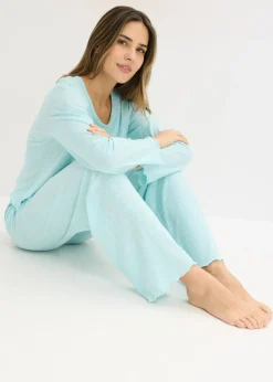 bonprix bonprix Pijama ligero con estampado de corazones Turquesa pastel Outlet
