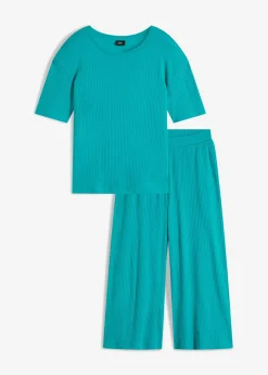 bonprix bonprix Pijama loungewear de canalé con culotte Esmeralda Online