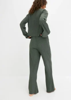 bonprix bonprix Pijama oversize de suave canalé verde oscuro moteado