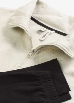 bonprix bonprix Pijama tipo sudadera con leggings natural jaspeado-negro Online