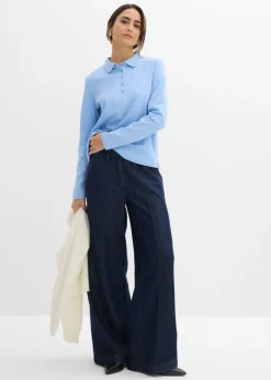 bonprix bonprix Polo de algodón orgánico pesado Azul perla Sale