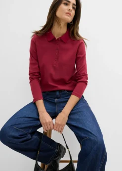 bonprix bonprix Polo de algodón orgánico pesado Rojo Sale