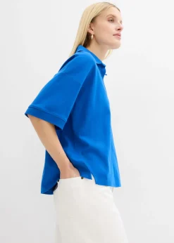 bonprix bonprix Polo de algodón orgánico puro Azul ártico Discount