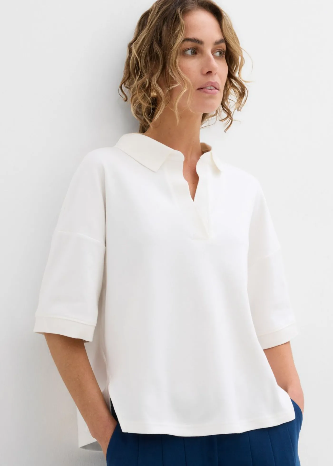 bonprix bonprix Polo de algodón orgánico puro Blanco lana Outlet
