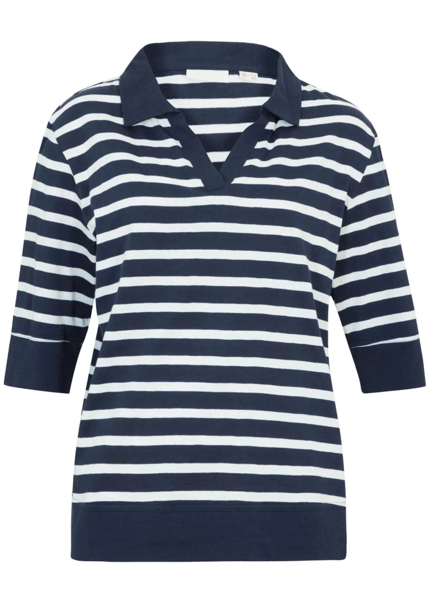 bonprix bonprix Polo de mezcla de algodón y viscosa azul marino-blanco con rayas