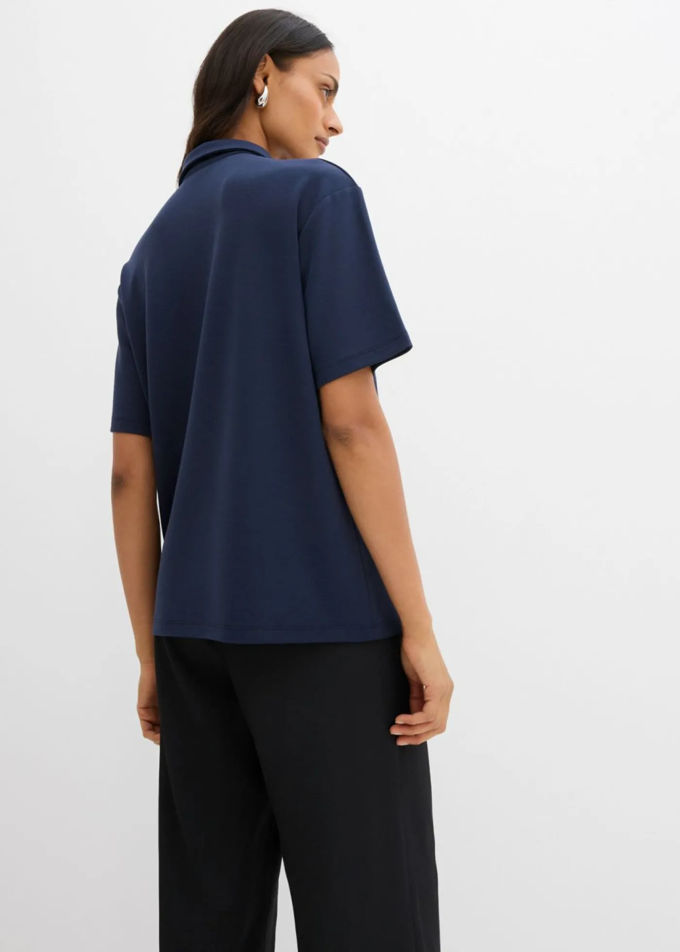 bonprix bonprix Polo de mezcla de viscosa Azul marino Best