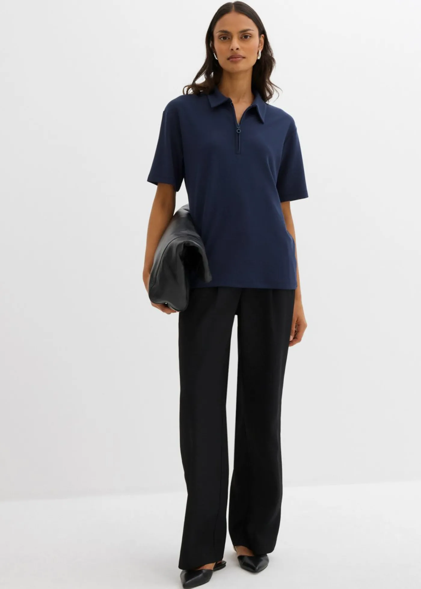 bonprix bonprix Polo de mezcla de viscosa Azul marino Best