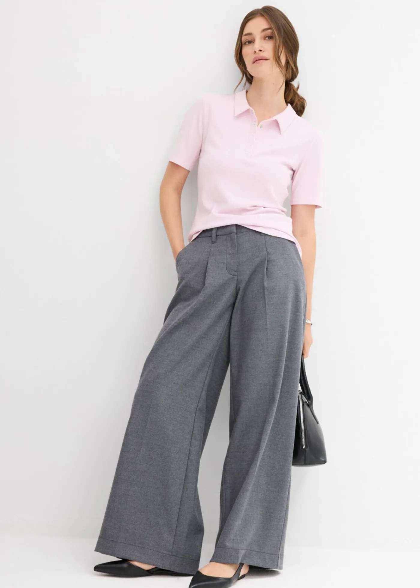 bonprix bonprix Polo de mezcla de viscosa Lila empolvado Sale