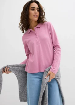 bonprix bonprix Polo de piqué de algodón ecológico puro Malva Outlet