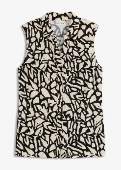 bonprix bonprix Polo sin mangas con fruncido negro-crudo Hot