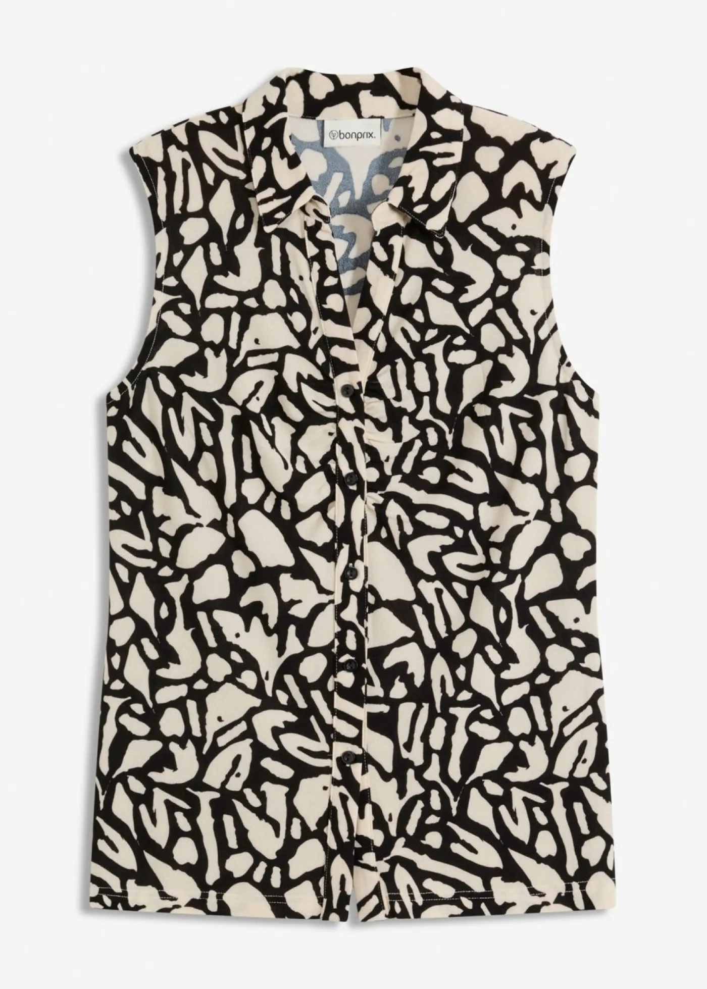 bonprix bonprix Polo sin mangas con fruncido negro-crudo Hot