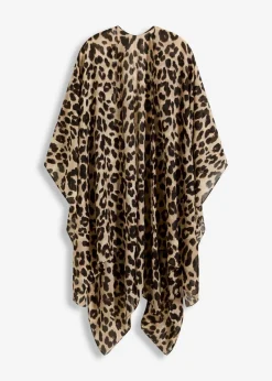 bonprix bonprix Poncho estampado leo negro-marrón Discount