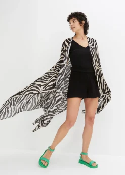 bonprix bonprix Poncho estampado cebra negro-beige Discount