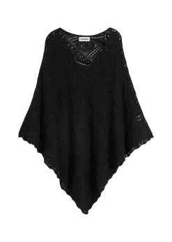 bonprix bonprix Poncho con aspecto de ganchillo Negro Sale