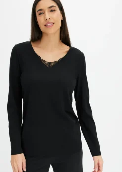 bonprix bonprix Prenda superior de pijama de viscosa Negro Hot