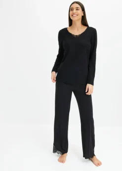 bonprix bonprix Prenda superior de pijama de viscosa Negro Hot