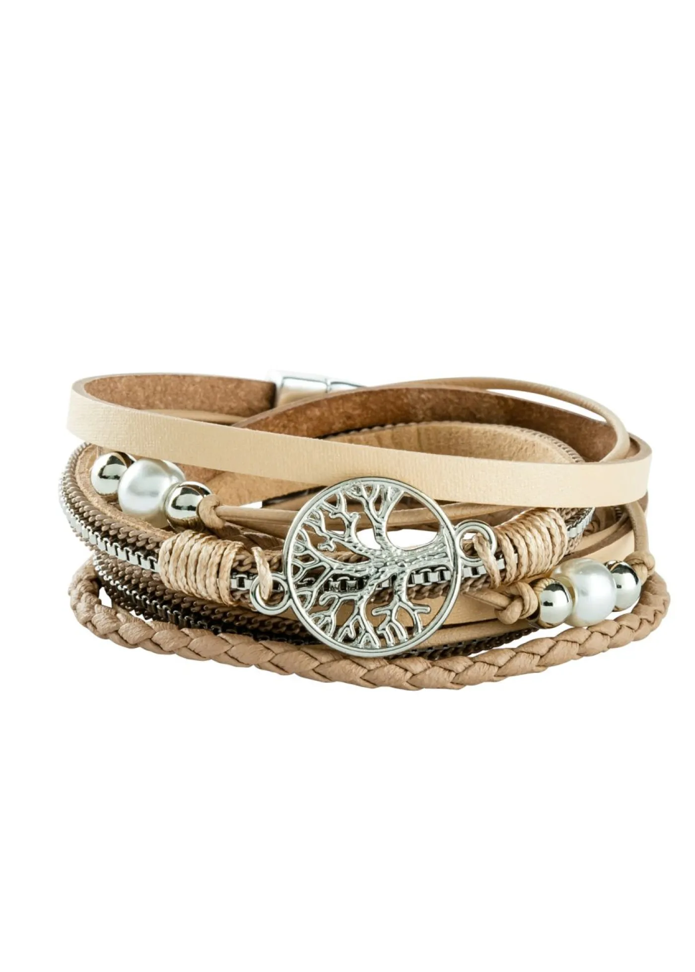 bonprix bonprix Pulsera cruzada con colgante en forma de árbol de la vida Beige Clearance