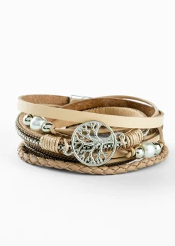 bonprix bonprix Pulsera cruzada con colgante en forma de árbol de la vida Beige Clearance