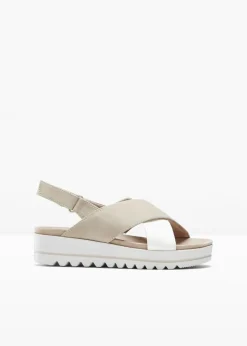 bonprix Jana Sandalias Jana en ancho cómodo taupe + blanco Hot