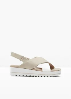 bonprix Jana Sandalias Jana en ancho cómodo taupe + blanco Hot