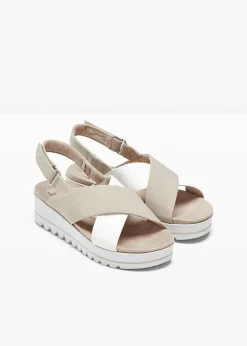 bonprix Jana Sandalias Jana en ancho cómodo taupe + blanco Hot