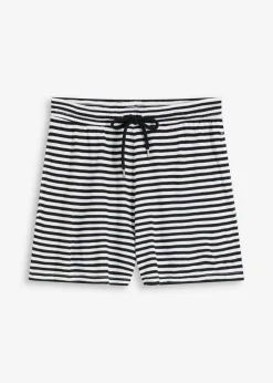 bonprix bonprix Short de playa de viscosa fluida Negro-blanco con rayas Discount
