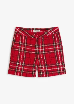 bonprix bonprix Shorts de bouclé Rojo-negro de cuadros Best
