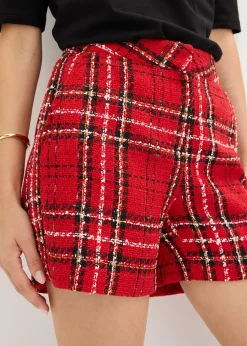 bonprix bonprix Shorts de bouclé Rojo-negro de cuadros Best