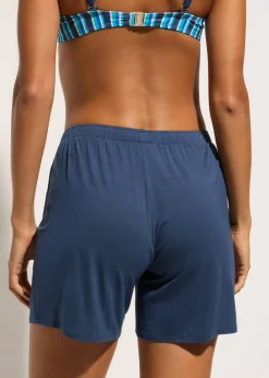 bonprix bonprix Shorts de playa de mezcla de viscosa fluida Azul almirante