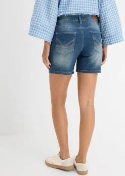 bonprix bonprix Shorts vaqueros, slim fit, mid waist, 2 unidades Azul claro + azul desgastado Sale