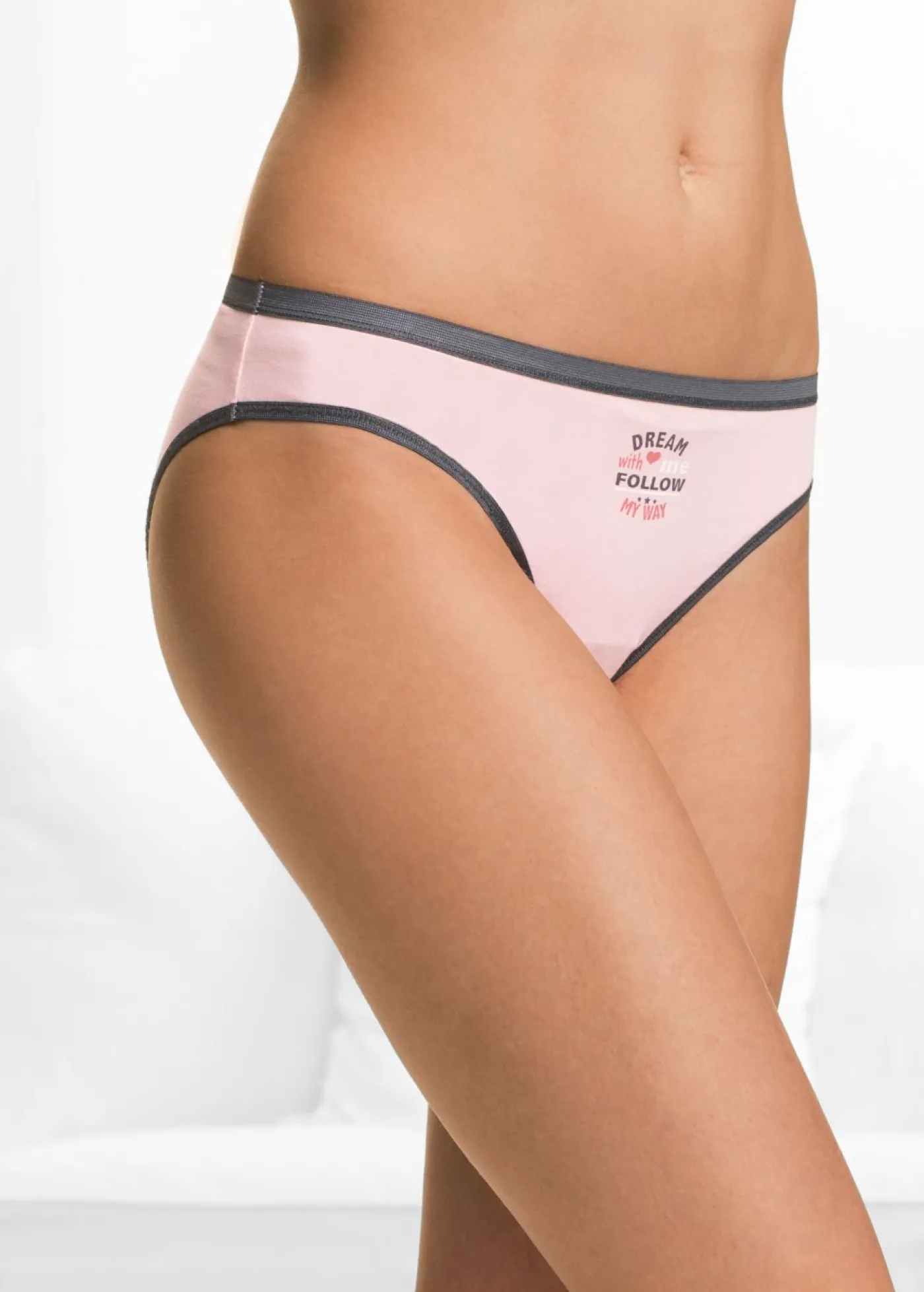 bonprix bonprix Slip con algodón (5 unidades) Azul-rosa-blanco lana estampado Outlet