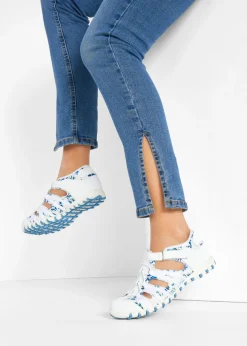 bonprix bonprix Slippers con suela perfilada blanco-azul pálido con flores Discount