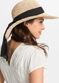 bonprix bonprix Sombrero de fibra de papel Natural-negro Hot