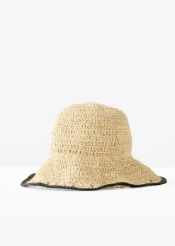 bonprix bonprix Sombrero de pescador de paja Crudo + negro Online