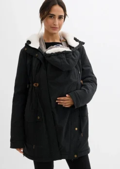 bonprix bonprix Suave chaqueta premamá/de porteo 3 en 1 Negro/blanco lana/gris oscuro con lunares Sale