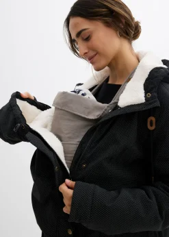bonprix bonprix Suave chaqueta premamá/de porteo 3 en 1 Negro/blanco lana/gris oscuro con lunares Sale