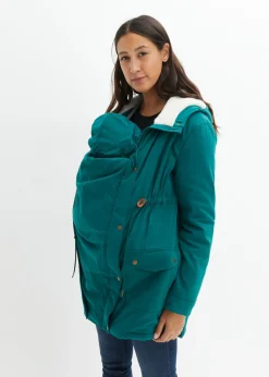bonprix bonprix Suave chaqueta premamá/de porteo 3 en 1 verde, brillante Outlet
