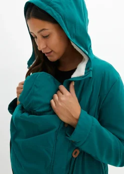 bonprix bonprix Suave chaqueta premamá/de porteo 3 en 1 verde, brillante Outlet