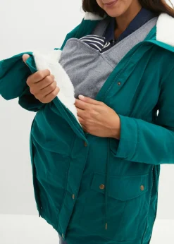 bonprix bonprix Suave chaqueta premamá/de porteo 3 en 1 verde, brillante Outlet