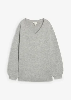 bonprix bonprix Suave jersey de punto fino con mangas abullonadas gris claro jaspeado moteado Discount