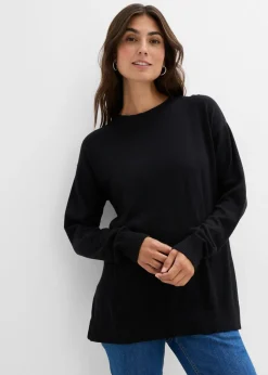 bonprix bonprix Suave jersey premamá de algodón orgánico con aberturas para la lactancia Negro Sale