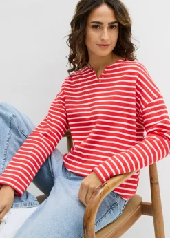 bonprix bonprix Sudadera fresa-blanco con rayas Outlet