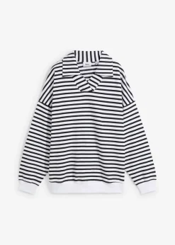 bonprix bonprix Sudadera blanco-negro con rayas Sale